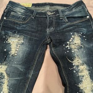 Dark blue stretch denim